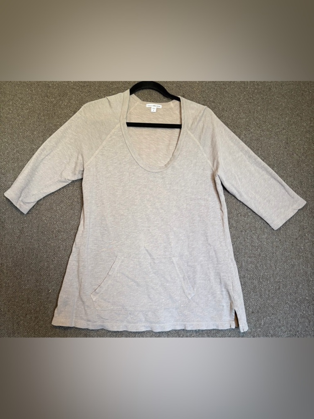 James Perse Light Beige Scoop Neck Pullover Sweatshirt